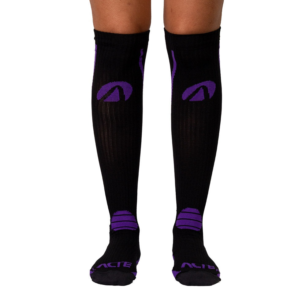 Par de Meias Compressão Algodão F1-PRX Preto Roxo Acte