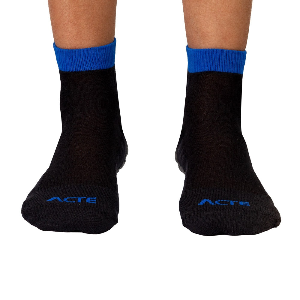 Meias Pilates Algodão Antiderrapante F10-PA Preto Azul Acte