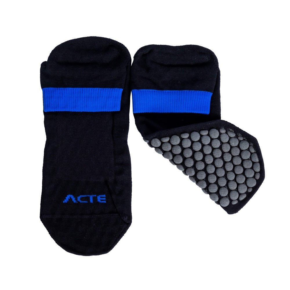 Meias Pilates Algodão Antiderrapante F10-PA Preto Azul Acte