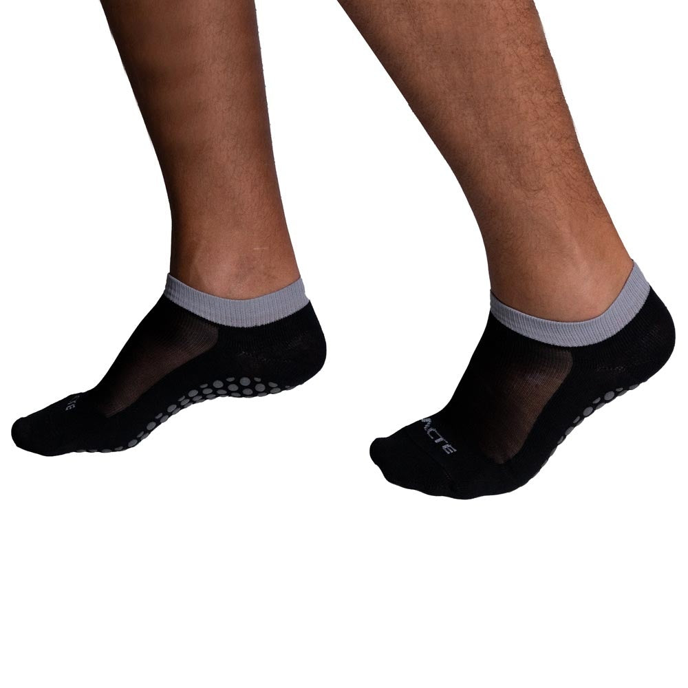 Meias Pilates Algodão Antiderrapante F10-PC Preto Cinza Acte