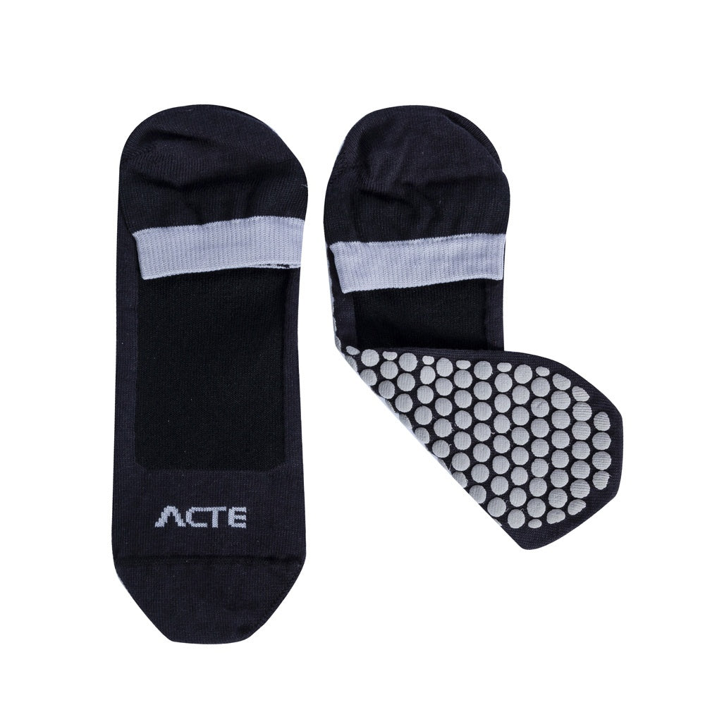 Meias Pilates Algodão Antiderrapante F10-PC Preto Cinza Acte