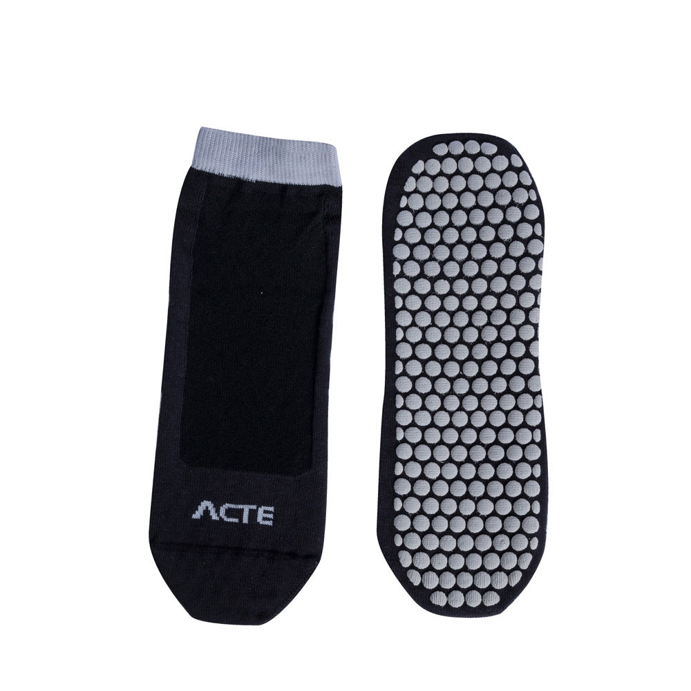 Meias Pilates Algodão Antiderrapante F10-PC Preto Cinza Acte