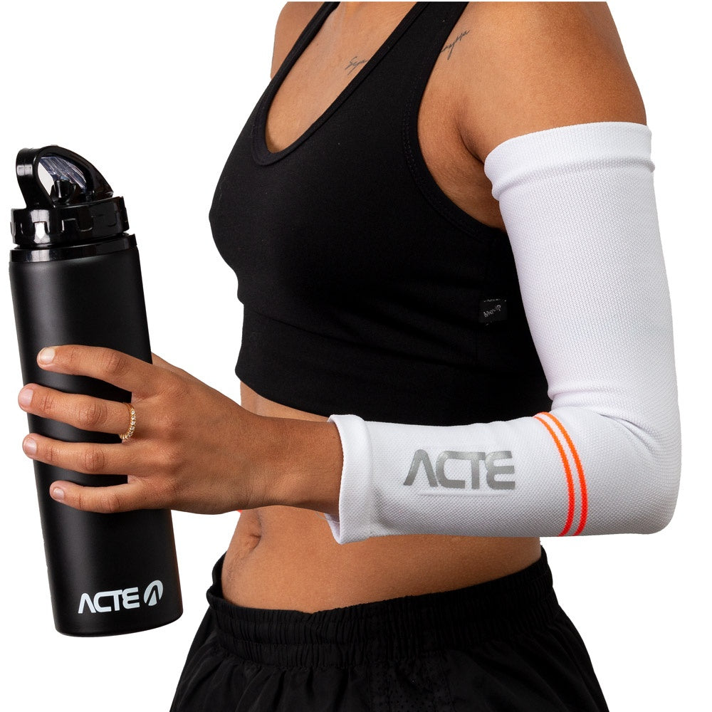 Manguito de Compressão Tam P-M F13-B Branco e Laranja Acte