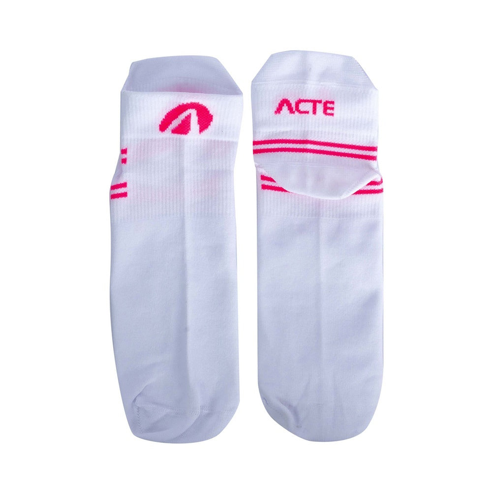 Meia de Corrida Cano Curto 33-38 F14-BR, Branco e Rosa Acte