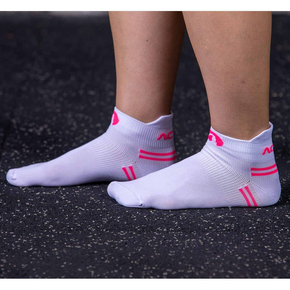 Meia de Corrida Cano Curto 33-38 F14-BR, Branco e Rosa Acte