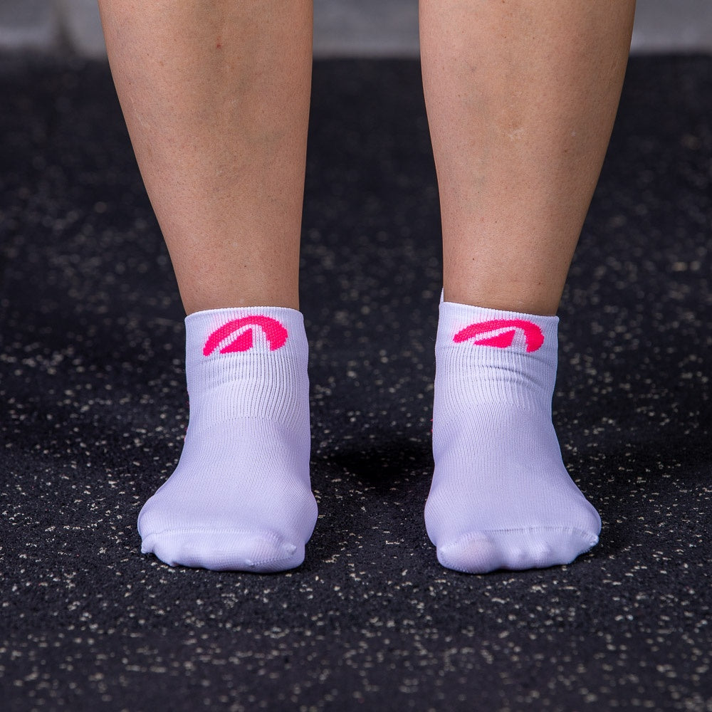 Meia de Corrida Cano Curto 33-38 F14-BR, Branco e Rosa Acte