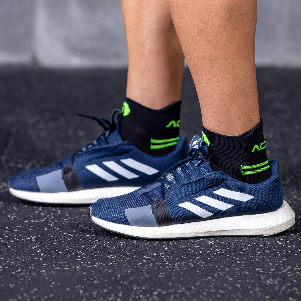 Meia de Corrida Cano Curto 39-43 F14-PV Preto e Verde Acte