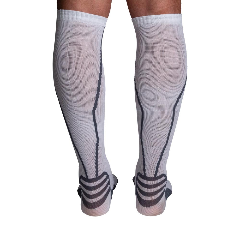 Par de Meias Compressão Algodão F2-BC Branco e Cinza Acte