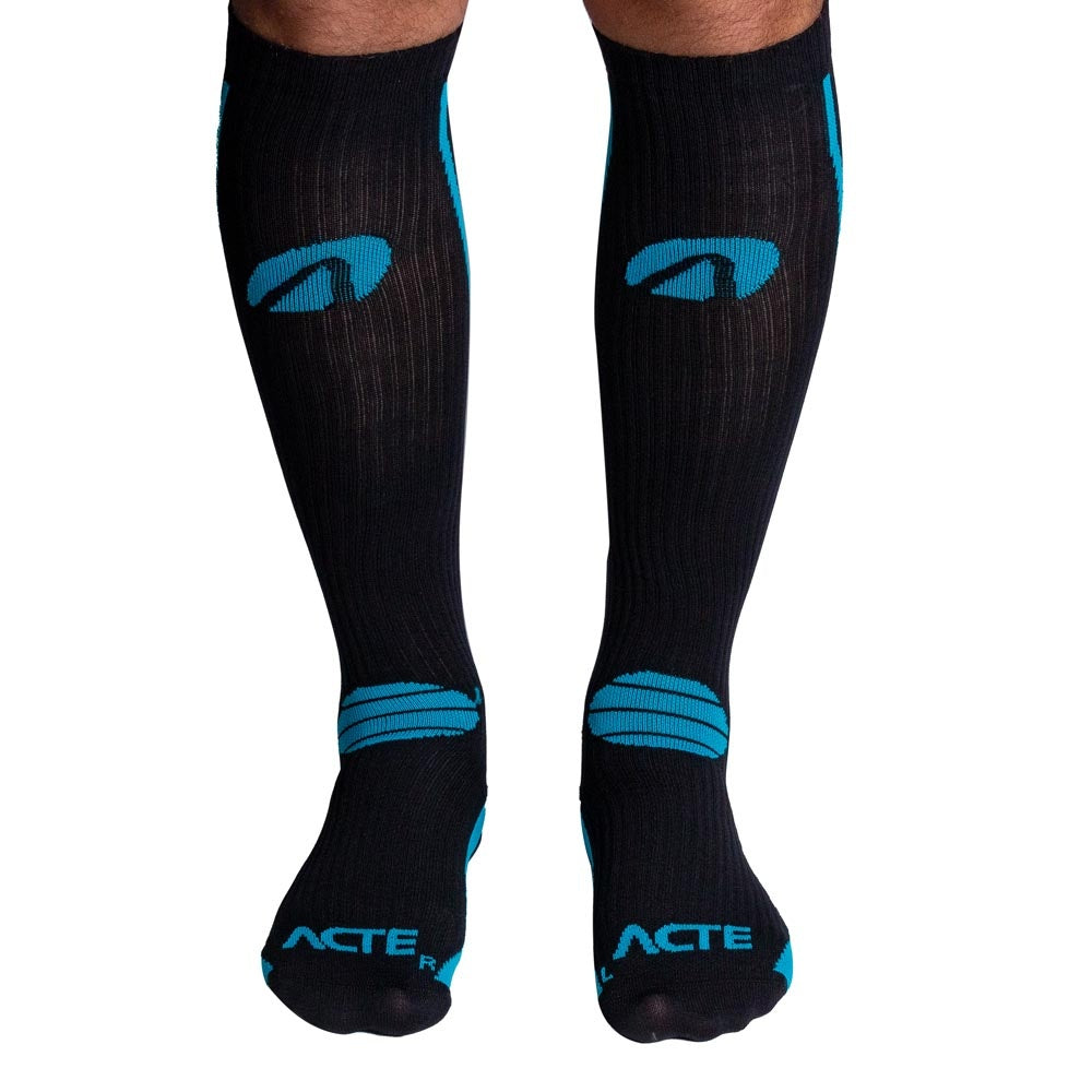 Par de Meias Compressão Algodão F2-PA Preto e Azul Acte