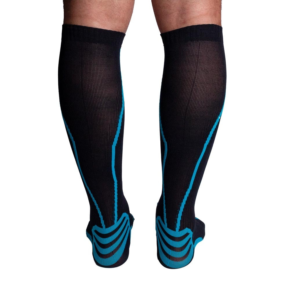 Par de Meias Compressão Algodão F2-PA Preto e Azul Acte