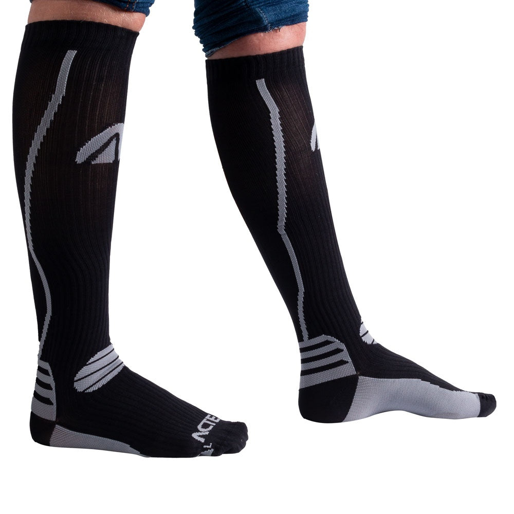 Par de Meias Compressão Algodão F2-PC Preto e Cinza Acte