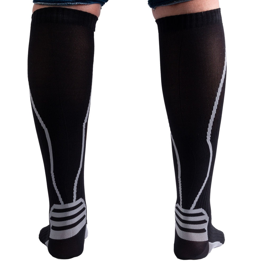 Par de Meias Compressão Algodão F2-PC Preto e Cinza Acte