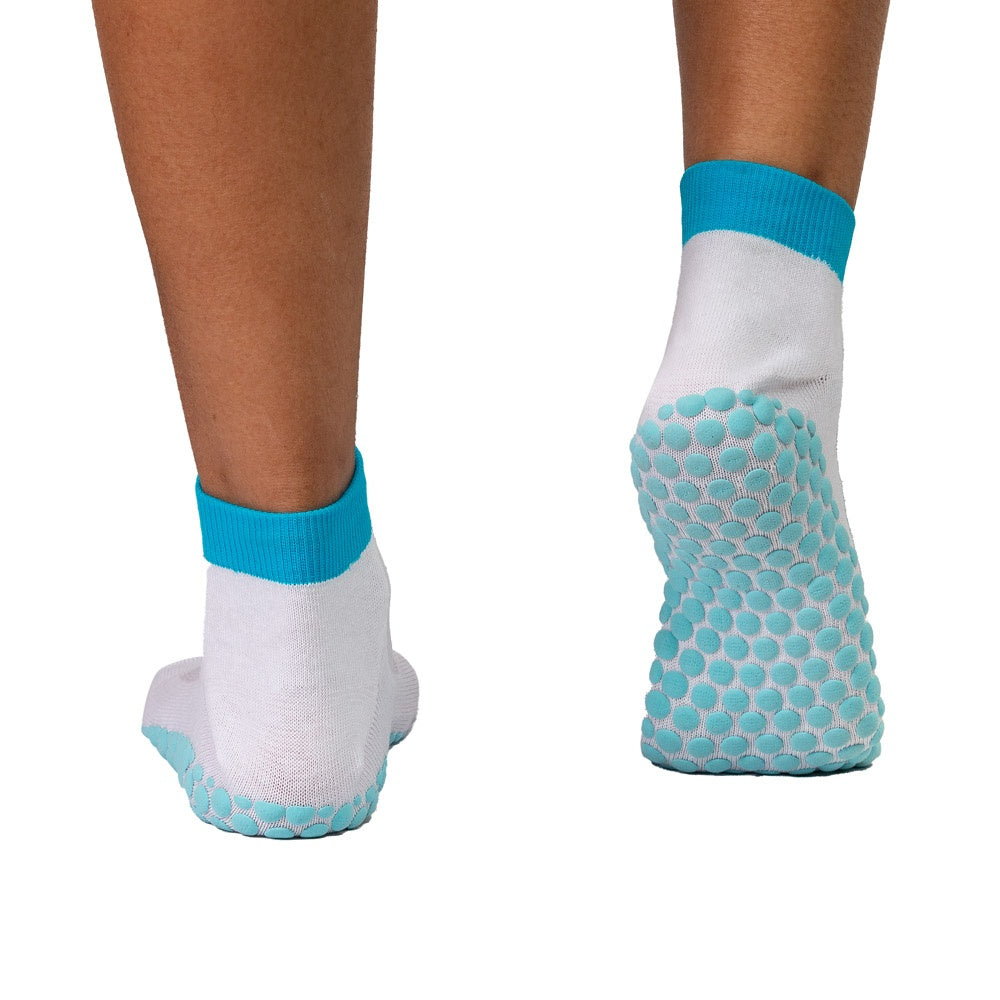 Meias Pilates Algodão Antiderrapante F3-BA Branco Azul Acte