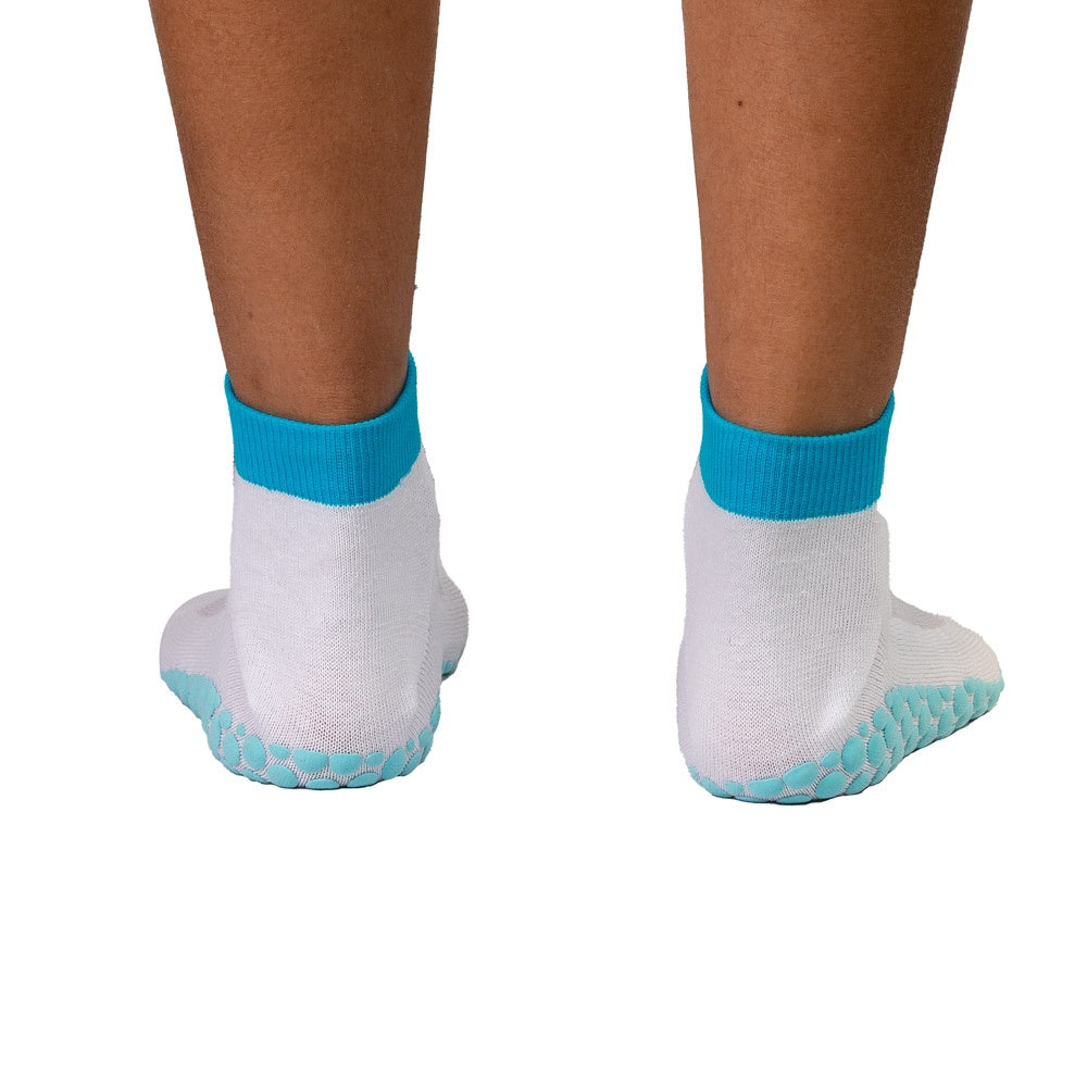 Meias Pilates Algodão Antiderrapante F3-BA Branco Azul Acte