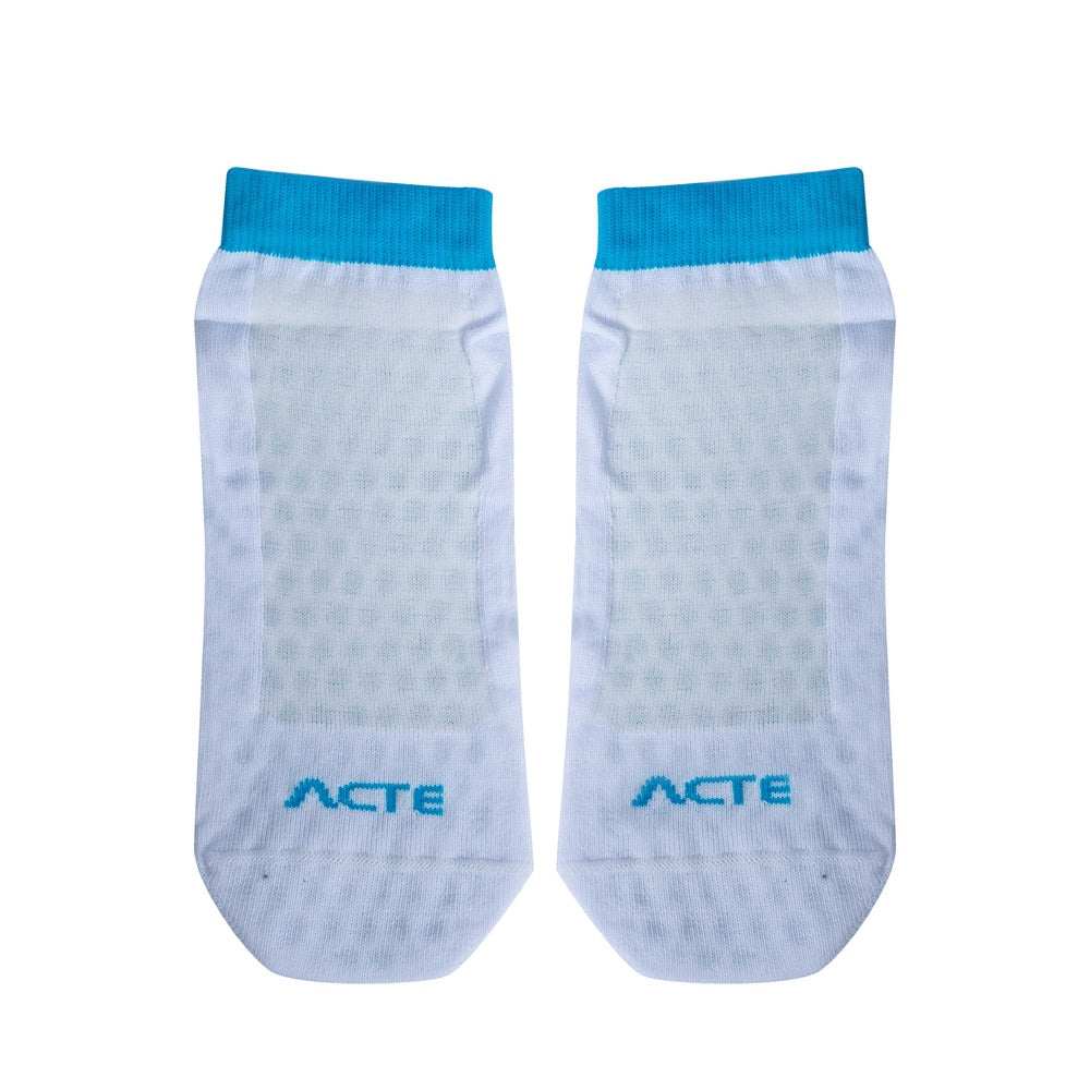 Meias Pilates Algodão Antiderrapante F3-BA Branco Azul Acte