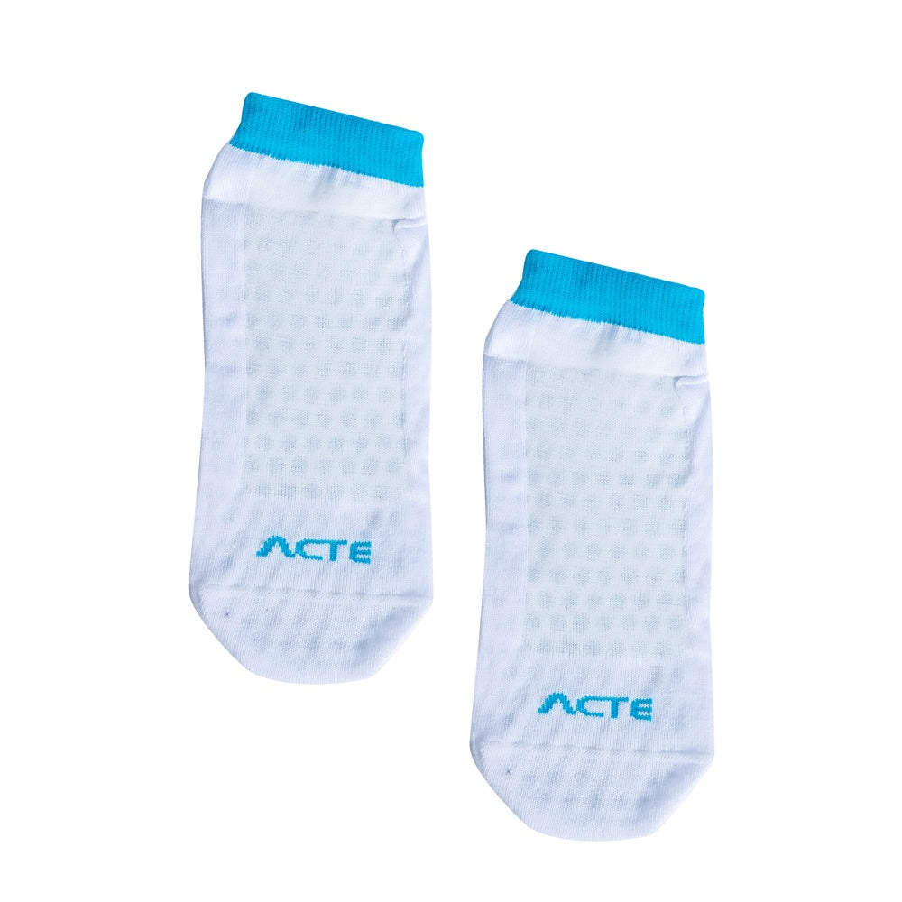 Meias Pilates Algodão Antiderrapante F3-BA Branco Azul Acte