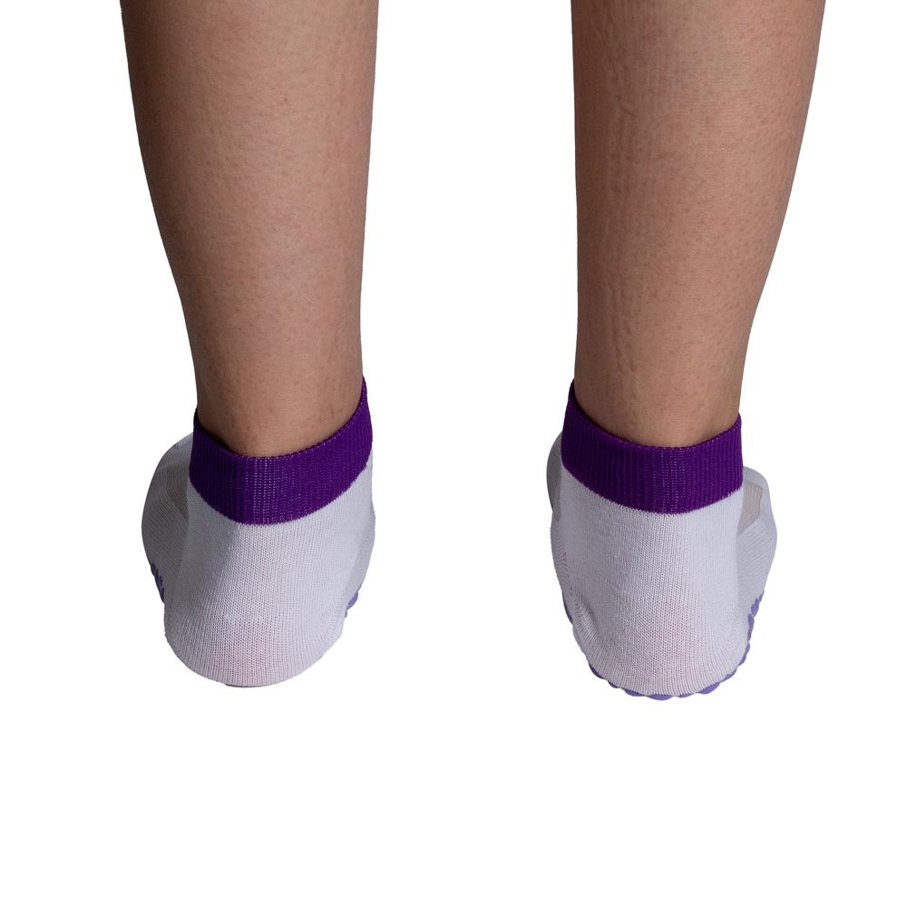 Meias Pilates Algodão Antiderrapante F3-BRX Branco Roxo Acte