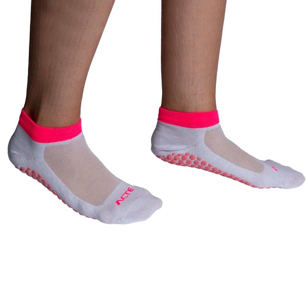 Meias Pilates Algodão Antiderrapante F3-BR Branco Rosa Acte