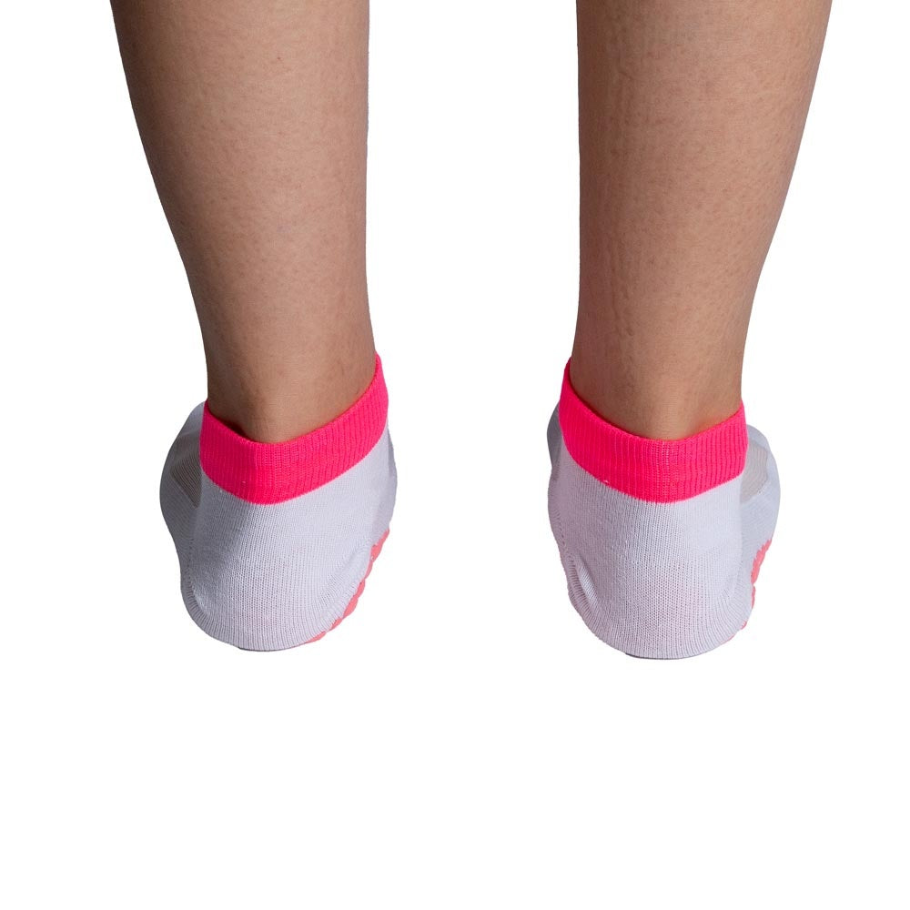 Meias Pilates Algodão Antiderrapante F3-BR Branco Rosa Acte