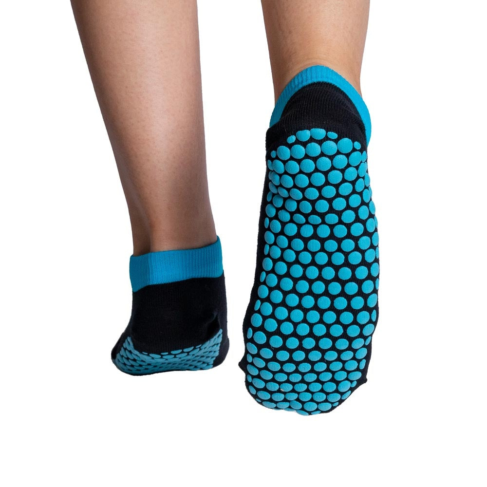 Meias Pilates Algodão Antiderrapante F3-PA Preto Azul Acte