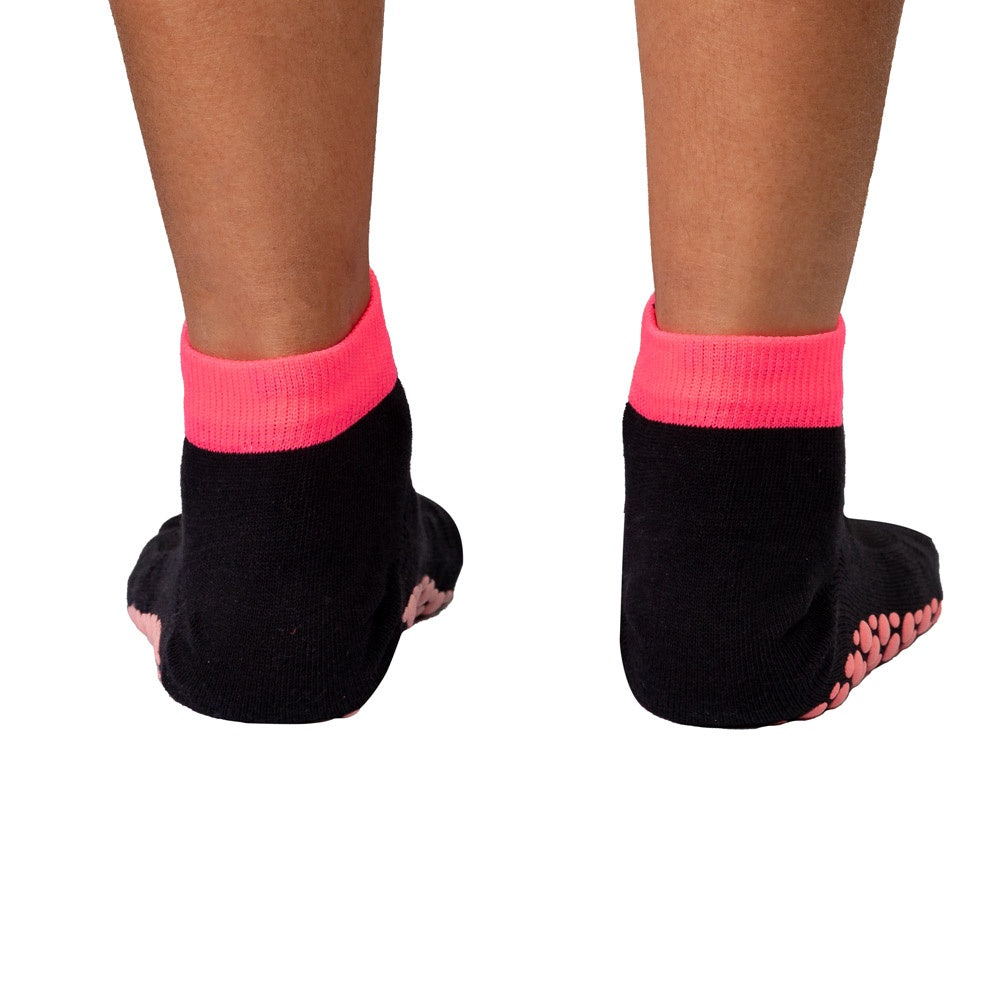 Meias Pilates Algodão Antiderrapante F3-PR Preto Rosa Acte