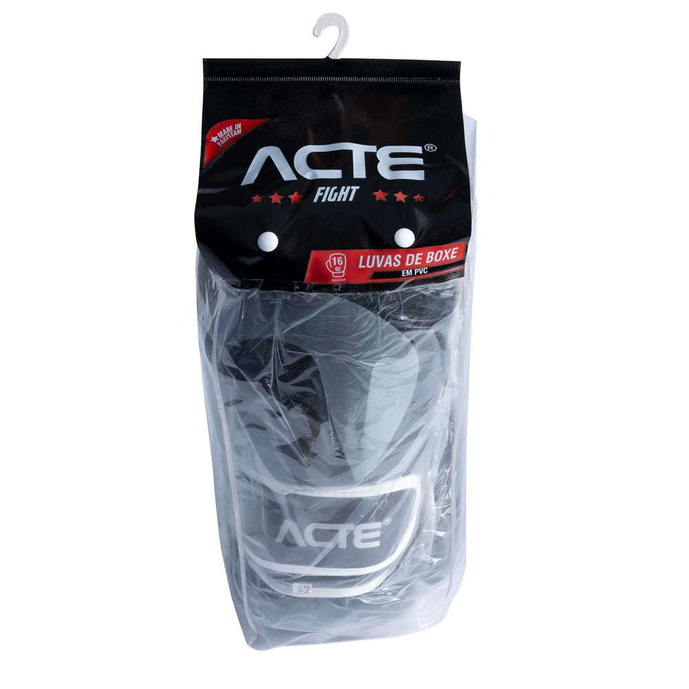 Luva de Boxe e Muay Thai, Preto e Cinza, 16oz , Cinza P10-16 Acte Sports