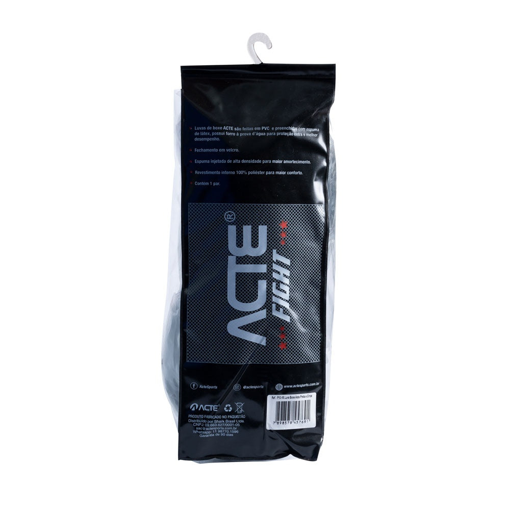 Luva de Boxe e Muay Thai, Preto e Cinza, 16oz , Cinza P10-16 Acte Sports