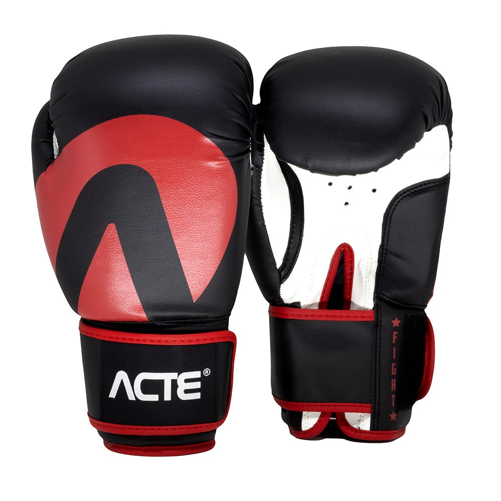 Luva de Boxe e Muay Thai Preto e Vermelho PVC 10oz P12-10 Acte Sports