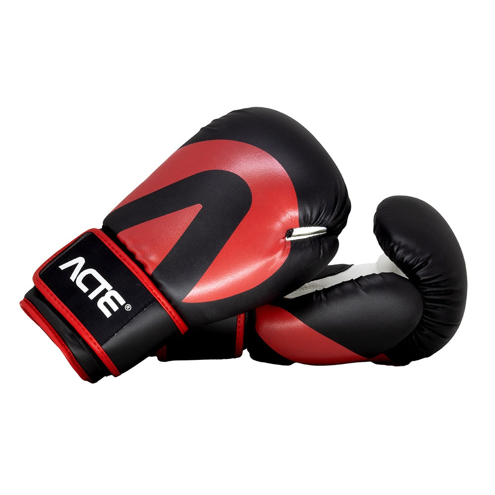 Luva de Boxe e Muay Thai Preto e Vermelho PVC 10oz P12-10 Acte Sports