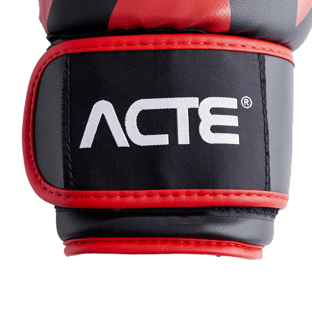 Luva de Boxe e Muay Thai Preto e Vermelho PVC 10oz P12-10 Acte Sports
