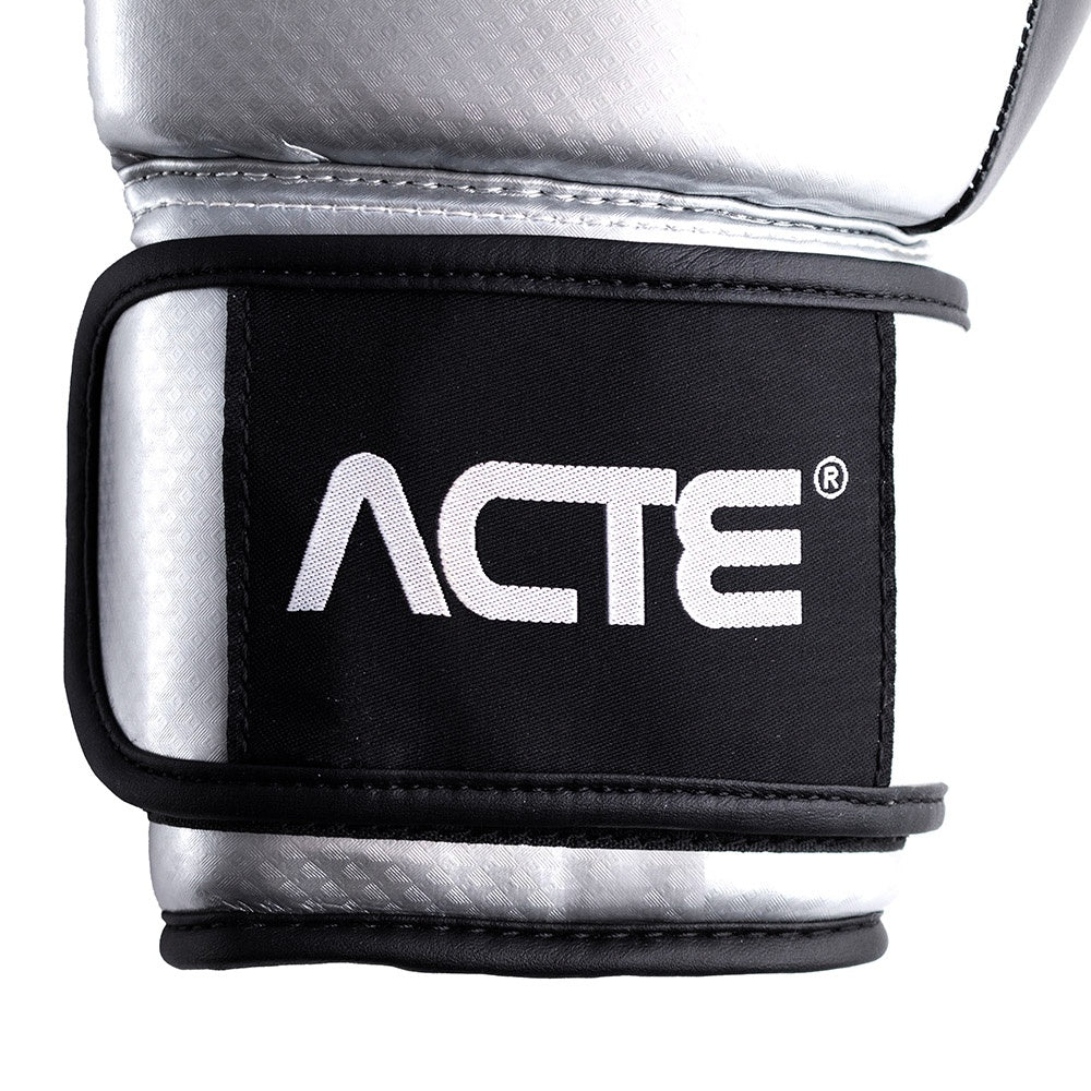 Luva Premium de Boxe e Muay Thai, Prata, Caveira, em PU, Tamanho 12oz, P14-12, Acte Sports