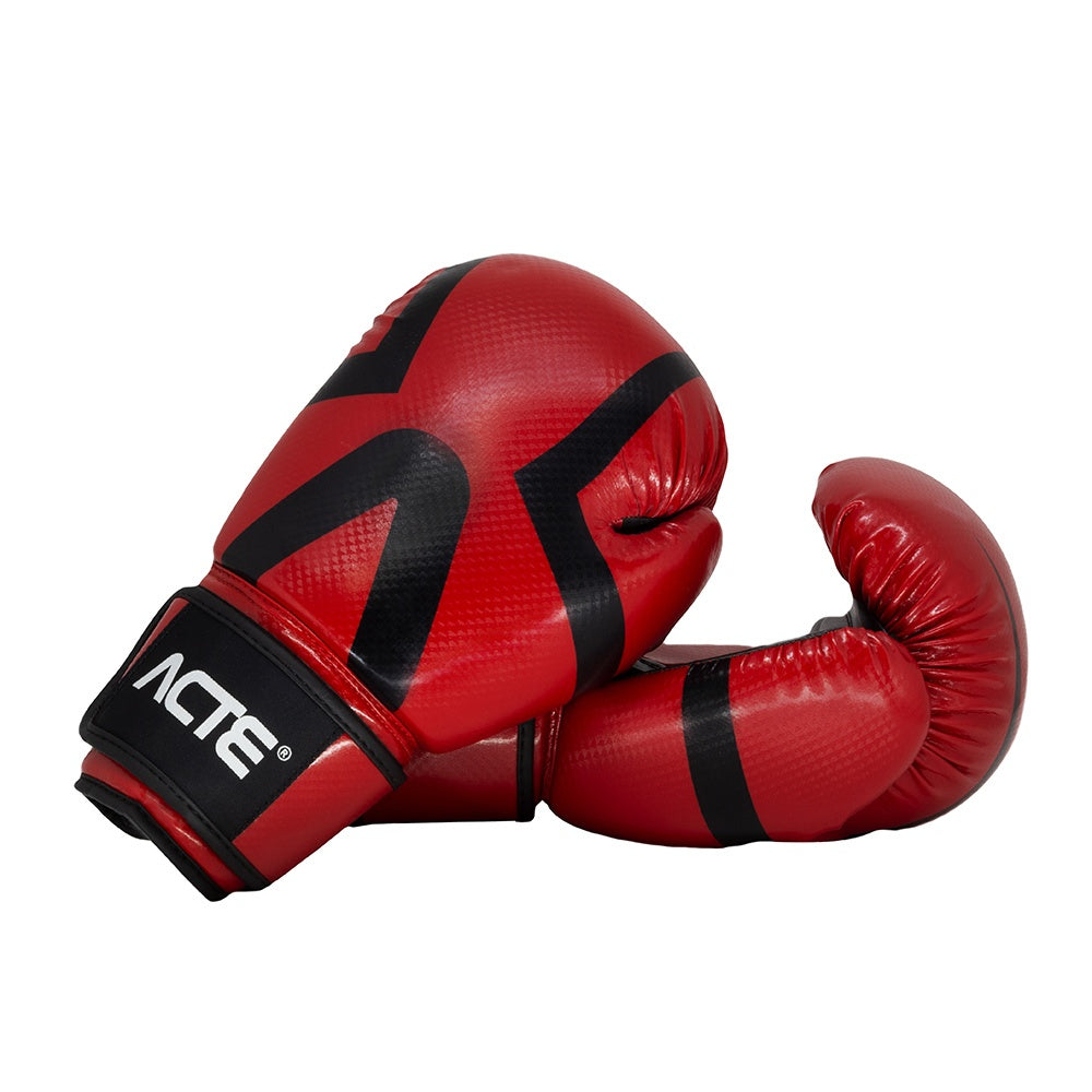 Luva Premium De Boxe e Muay Thai Vermelha e Preta em PU 10oz P16-10 Acte Sports