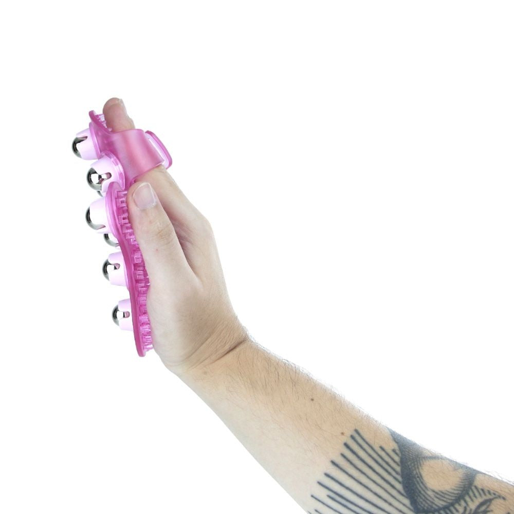 Luva Massageadora Corporal Com Esferas Rosa R23-R Acte