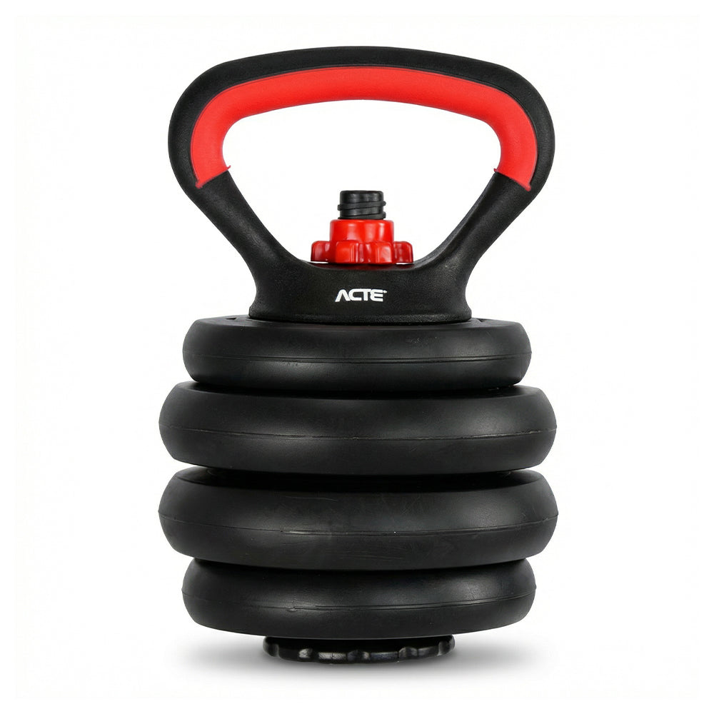 Kit de Halteres S400 até 40kg ACTE Ajustável 6 em 1 com Barra e Kettlebell