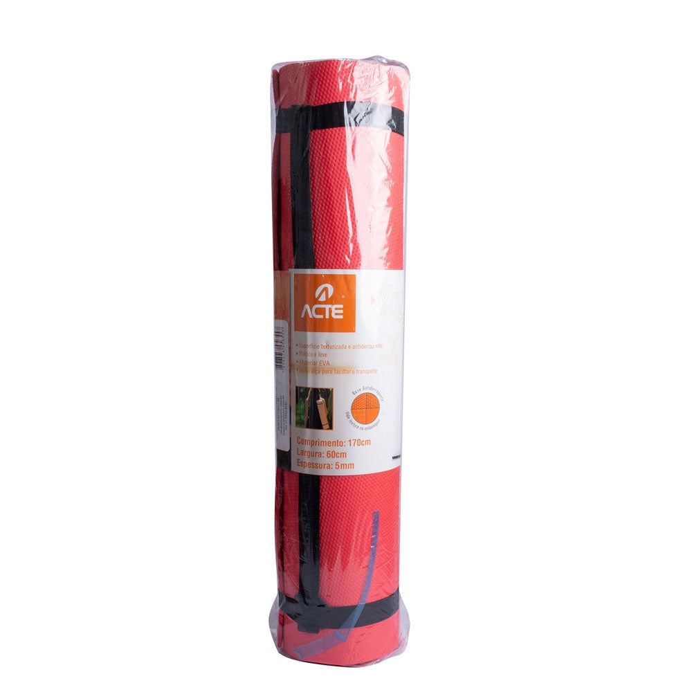Tapete Yoga Mat Antiderrapante Indoor T10NV Vermelho Acte - ACTE
