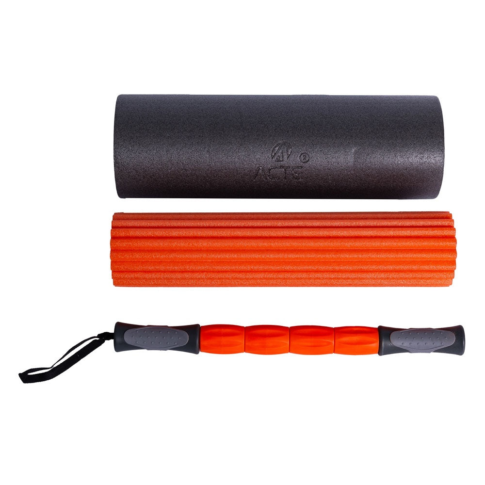 Rolo de Massagem 3 em 1 PVC EVA T115 Laranja e Cinza Acte
