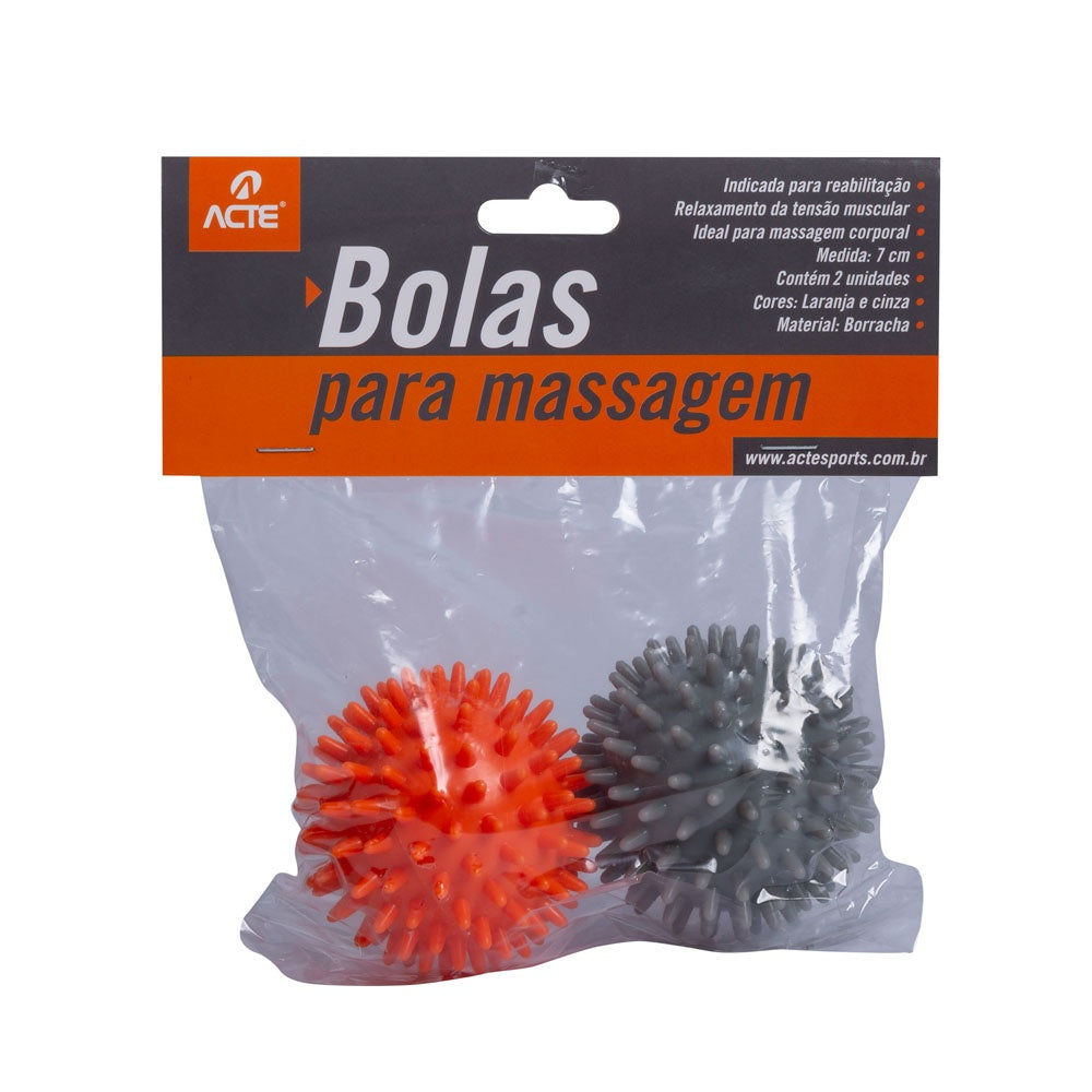 Par de Bolas Massagem PVC T126 Cinza e Laranja Acte
