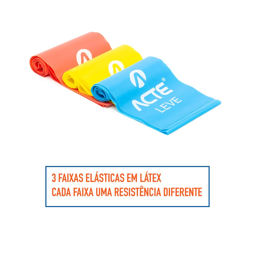 Kit 3 faixas elásticas Fácil, Médio e Difícil T13 Acte Sports