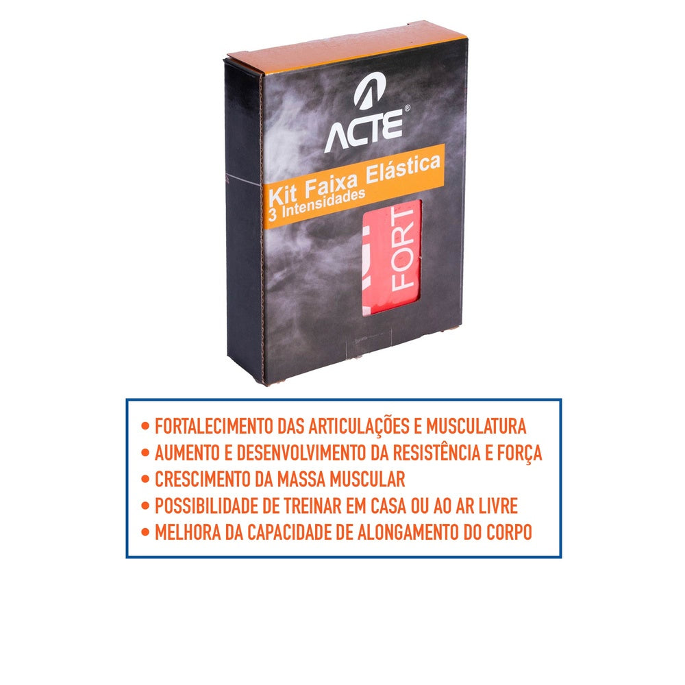 Kit 3 faixas elásticas Fácil, Médio e Difícil T13 Acte Sports