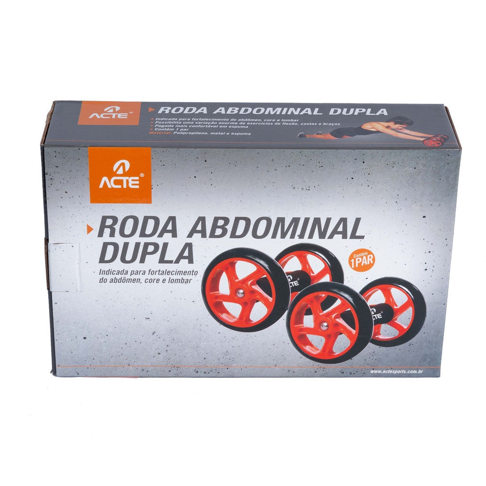 Roda Abdominal Dupla Laranja T145 Acte Sports