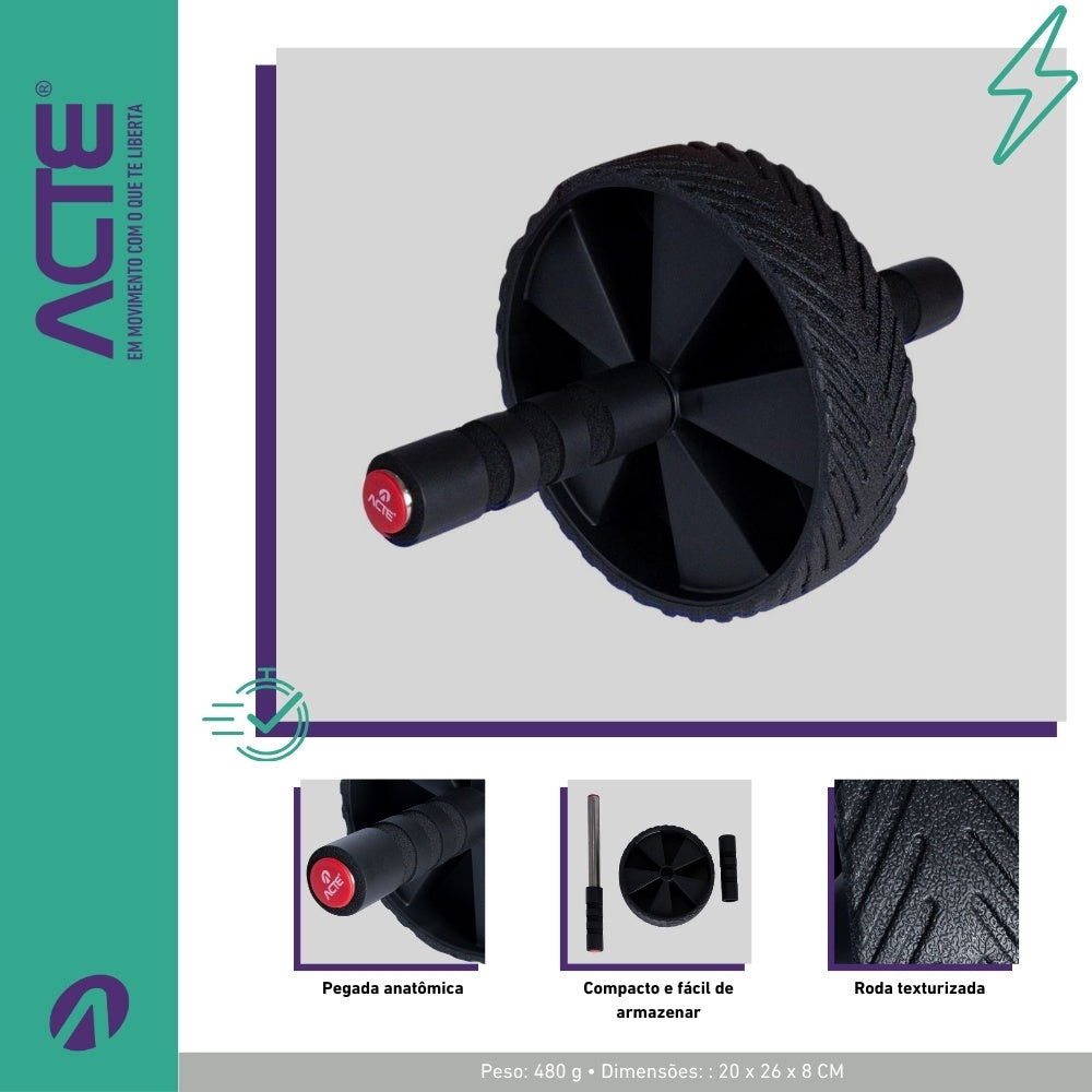 Roda Abdominal Power Preto T146 Acte Sports
