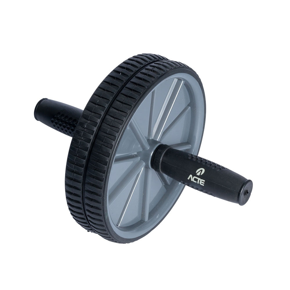 Roda Abdominal Plástico Borracha T14 Cinza e Preto Acte