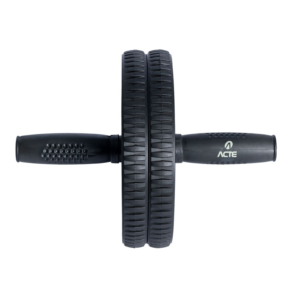 Roda Abdominal Plástico Borracha T14 Cinza e Preto Acte