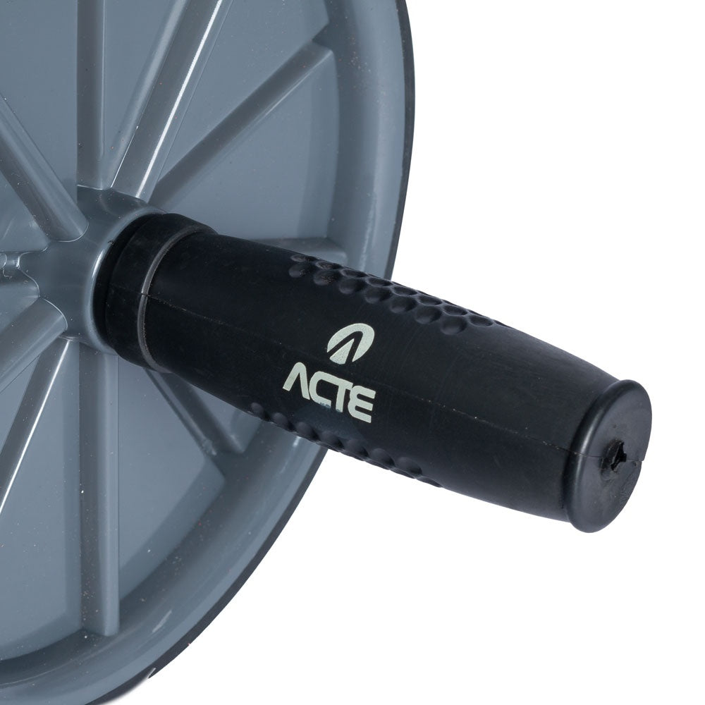 Roda Abdominal Plástico Borracha T14 Cinza e Preto Acte