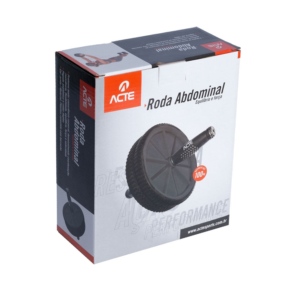 Roda Abdominal Plástico Borracha T14 Cinza e Preto Acte