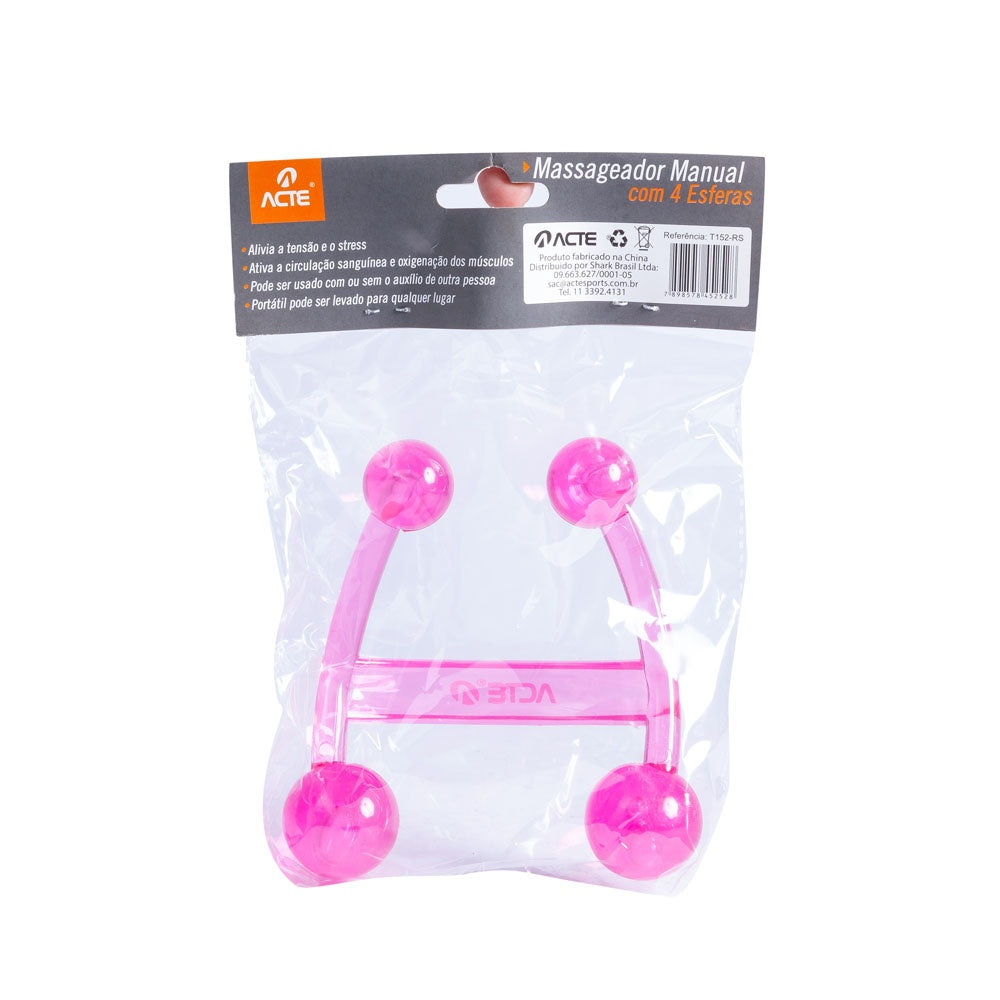 Massageador Manual 4 Esferas Polipropileno T152-RS Rosa Acte