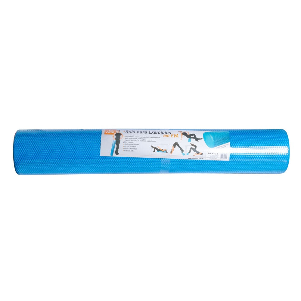 Rolo Para Pilates 90cm T154, Massagem e Yoga, Azul - Acte