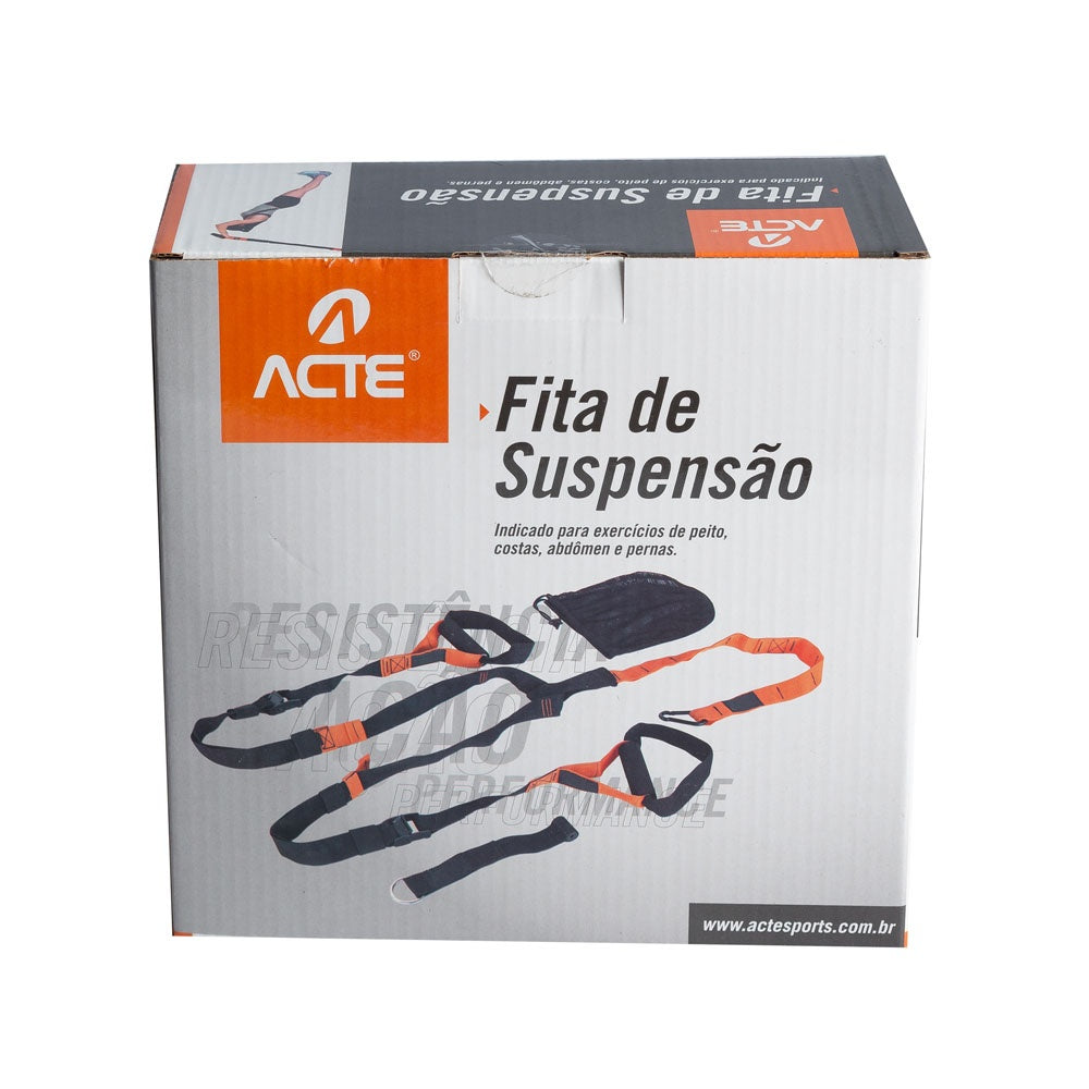 Fita de Suspensão 160cm T16, Nylon e Aço, Yoga, Funcional e Fisioterapia, Preto - Acte