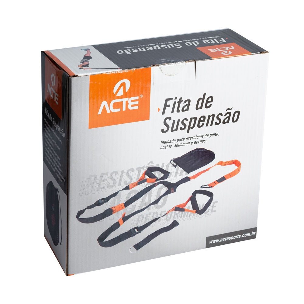 Fita de Suspensão 160cm T16, Nylon e Aço, Yoga, Funcional e Fisioterapia, Preto - Acte