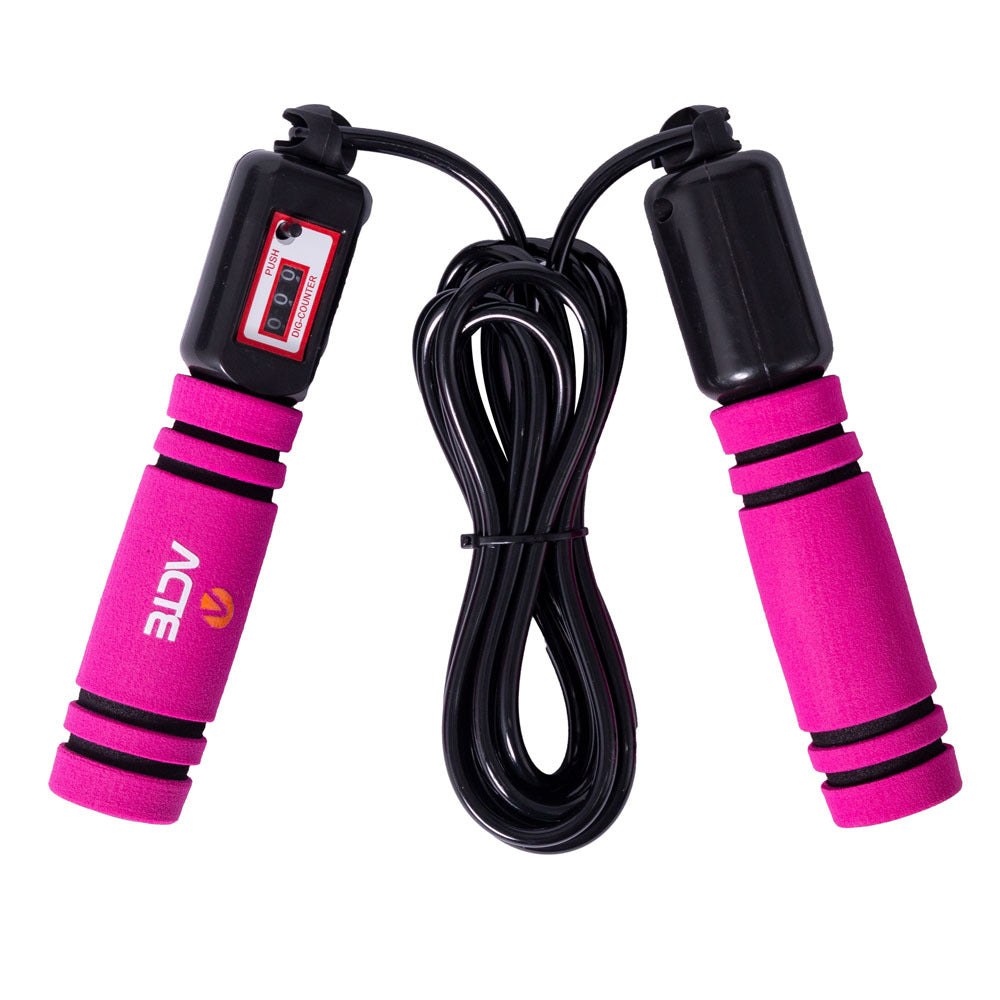 Corda Pular 2,75m PVC Espuma Contador Giros T2-R Rosa Acte